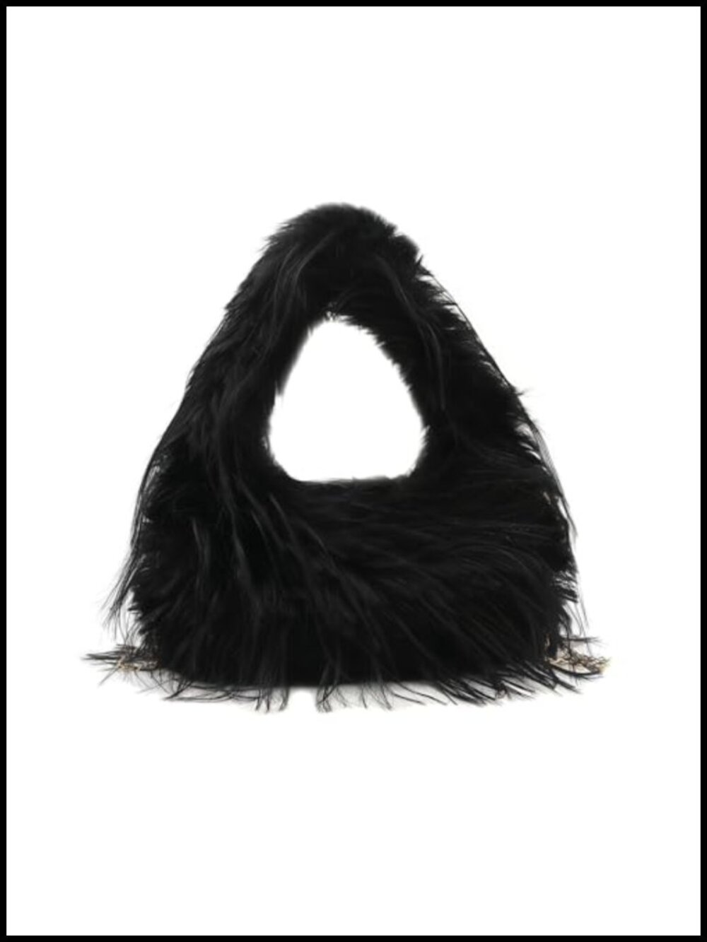 Women’s Fluffy Faux Fur Tote Bag Feather Evening Clutch Purse Crossbody
